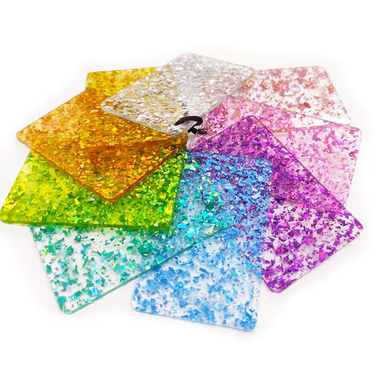 ورق اکریلیک زرق و برق دار 100٪ Virgin PMMA Rigid Colorful Glitter 2mm 3mm 5mm